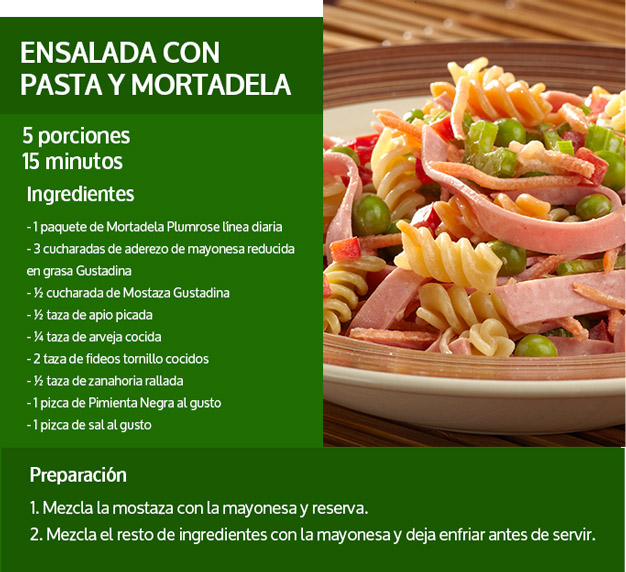 ensalada con pasta y mortadela